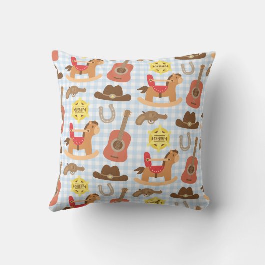 Cute Western Cowboy Pattern Nursery Room Decor Kussen (Achterkant)