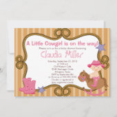 Cute Western Cowgirl Baby shower Uitnodiging (Voorkant)