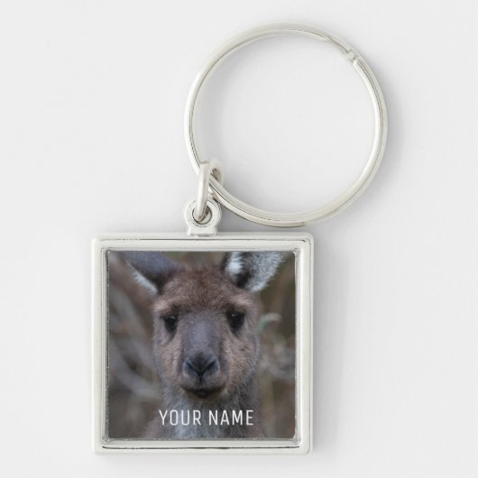 Cute Western Grey Kangaroo Face Australië Sleutelhanger (Voorkant)