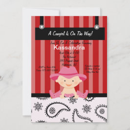 Cute Western Little Cowgirl Baby shower Invitation Kaart