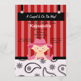 Cute Western Little Cowgirl Baby shower Invitation Kaart