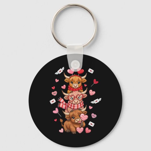 Cute Western Valentine Cows With Hearts  Sleutelhanger (Voorkant)
