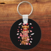 Cute Western Valentine Cows With Hearts  Sleutelhanger (Voorkant)