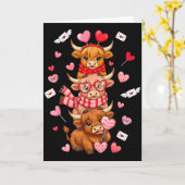 Cute Western Valentine Highland Cows With Hearts  Kaart (Gele Bloem)