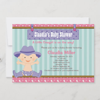 Cute Westerne Cowgirl Baby shower Uitnodiging