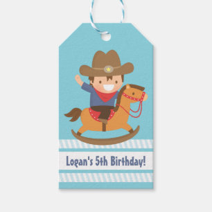 Cute Westerse Cowboy Kinderen Verjaardag Party Tag Cadeaulabel
