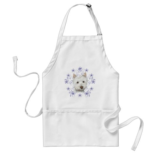 Cute Westie Dog Art en kerstsnowflake Giften Standaard Schort (Voorkant)