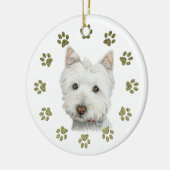 Cute Westie Dog Art en Paws Keramisch Ornament (Links)