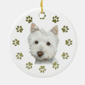 Cute Westie Dog Art en Paws Keramisch Ornament (Achterkant)
