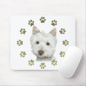 Cute Westie Dog Art en Paws Muismat (Met muis)