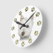 Cute Westie Dog Art en Paws Ronde Klok (Hoek)