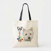 Cute Westie Dog en Paw Art Tote Bag (Voorkant)