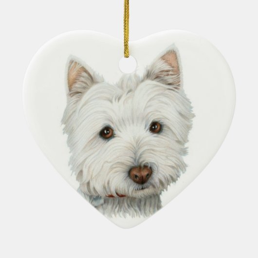 Cute Westie Dog Heart Ornament (Achterkant)