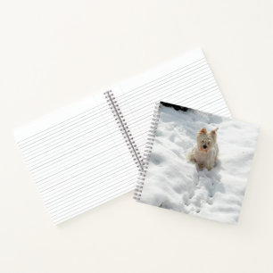 Cute Westie Dog in het Sneeuwdagboek 8x8 Notitiebo Notitieboek