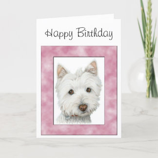 Cute Westie Dog in Roze Lijst Art Kaart