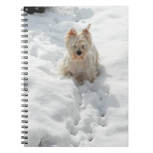 Cute Westie Dog in Sneeuwdagboek Notitieboek (Voorkant)