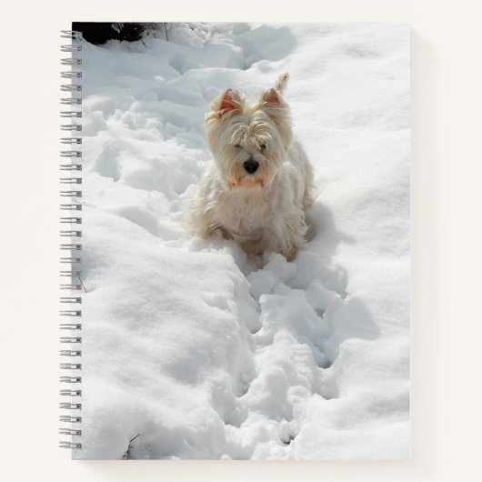 Cute Westie Dog in Sneeuwdagboek Notitieboek (Voorkant)
