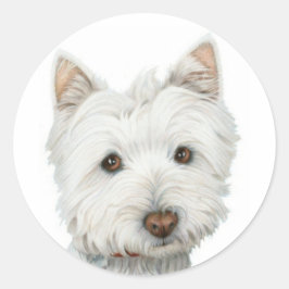Cute Westie Dog Ronde Sticker