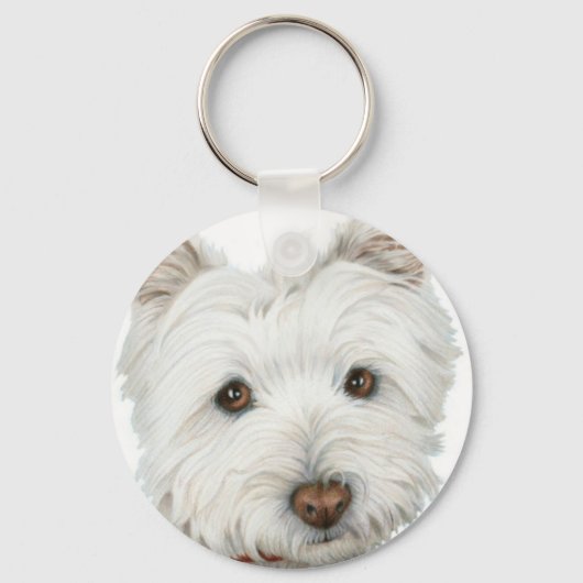 Cute Westie Dog Sleutelhanger (Voorkant)