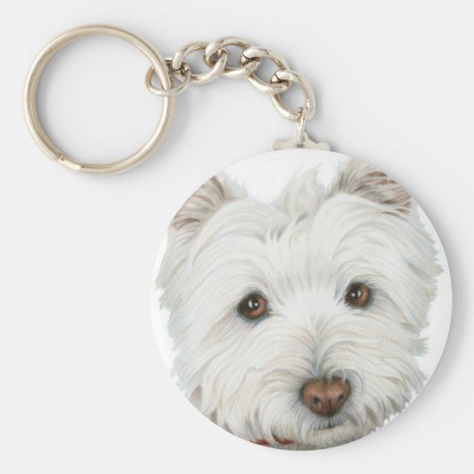 Cute Westie Dog Sleutelhanger (Voorkant)