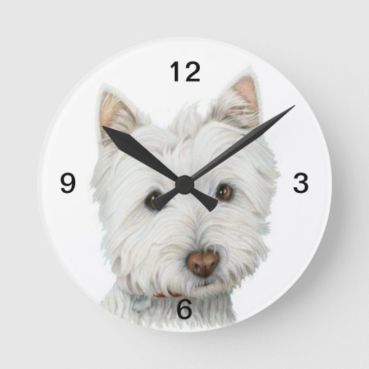 Cute Westie Dog Wall klok (Voorkant)