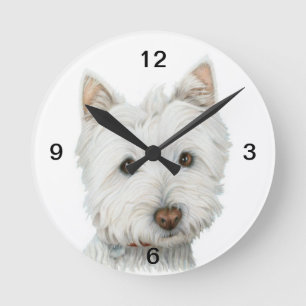 Cute Westie Dog Wall klok