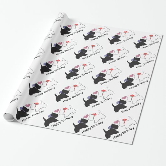 Cute Westie Dogs Art Cadeaupapier (Uitgerold)
