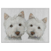 Cute Westie Dogs Art Glass Cutting Board Snijplank (Voorkant)