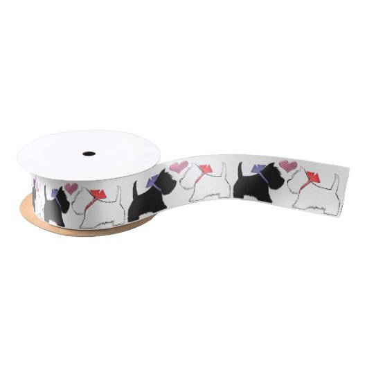 Cute Westie Dogs Art Ribbon Satijnen Lint (Spoel)