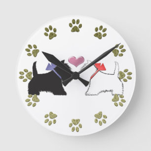 Cute Westie Dogs Art Ronde Klok