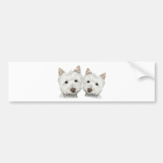 Cute Westie Dogs Bumpersticker (Voorkant)