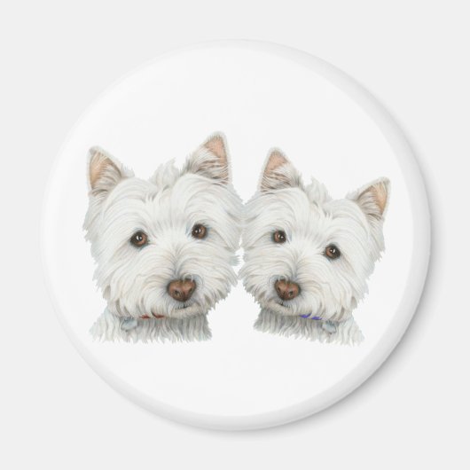 Cute Westie Dogs Magneet (Voorkant)