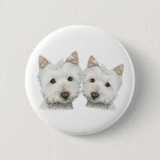 Cute Westie Dogs Ronde Button 5,7 Cm (Voorkant)