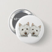 Cute Westie Dogs Ronde Button 5,7 Cm (Voorkant /achterkant)