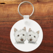 Cute Westie Dogs Sleutelhanger (Voorkant)