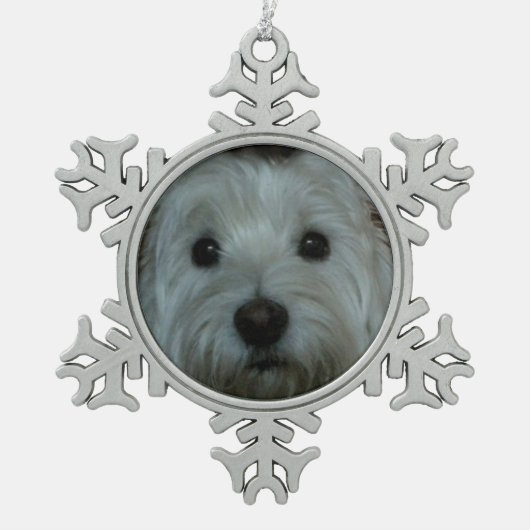 Cute Westie Face Snowflake Ornament (Voorkant)
