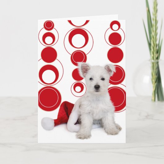Cute Westie Pup Kerstmis Kaart (Voorkant)