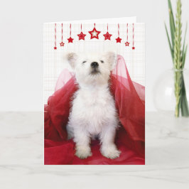 Cute Westie Pup Kerstmis Kaart