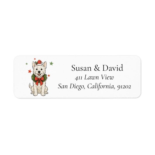 Cute Westie White Terrier Dog Wreath Etiket (Voorkant)