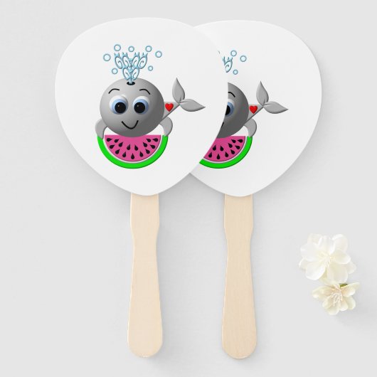 Cute Whale and Watermelon Handwaaier (Voorkant en achterkant)