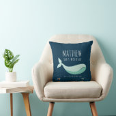 Cute Whale Baby Boy Birth Announding Pillow Kussen (Stoel)