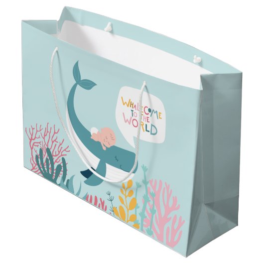 Cute Whale Baby shower Groot Cadeauzakje (Achterkant Gekanteld)