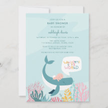 Cute Whale Baby shower Invitation