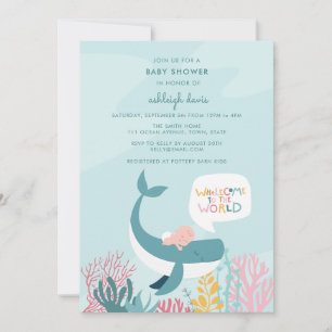 Cute Whale Baby shower Invitation Kaart