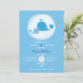 Cute Whale Baby shower Invitation Kaart (Staand voorkant)