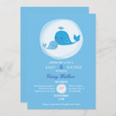 Cute Whale Baby shower Invitation Kaart (Voorkant / Achterkant)