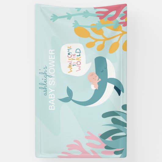 Cute Whale Baby shower Spandoek (Verticaal)