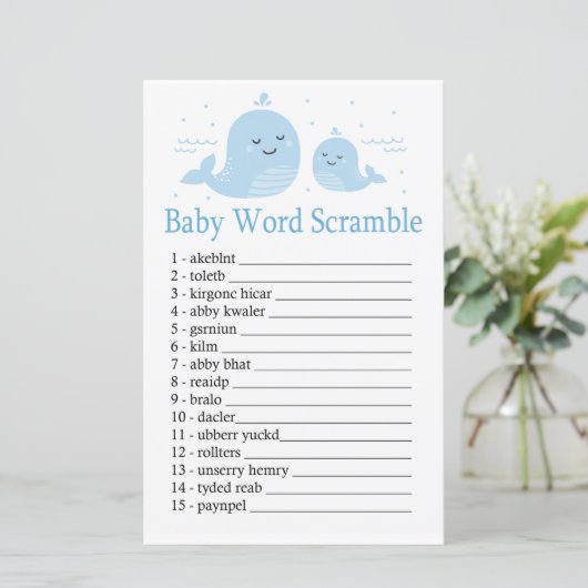 Cute Whale Baby word scramble game (Staand voorkant)