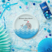 Cute Whale Boy Baby shower Papieren Bordje (Feest)