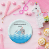 Cute Whale Boy Baby shower Papieren Bordje (Feest)